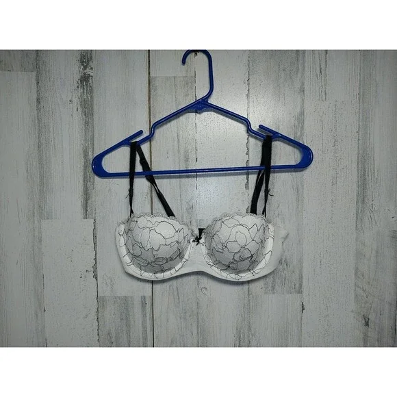 Victoria's Secret Bra Very Sexy Woman 34C Balconet Underwire Lace White Black - Picture 1 of 6